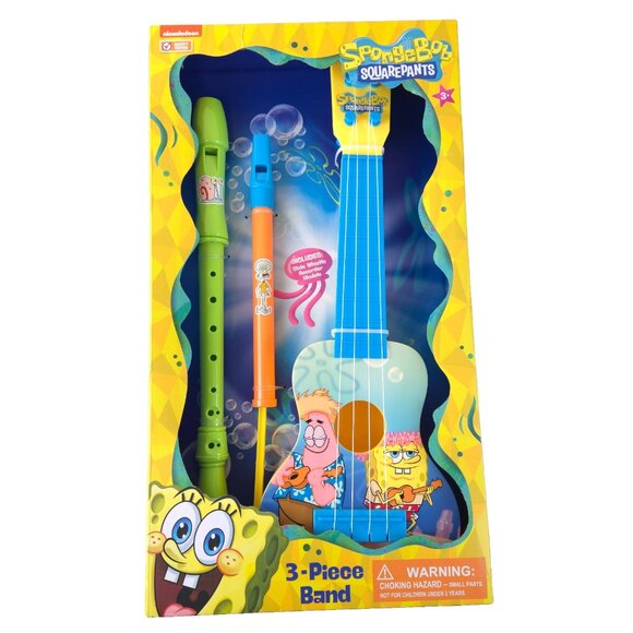 SpongeBob SquarePants 3-Piece Band Set Ukulele Recorder Slide Whistle New Toy - Picture 2 of 11